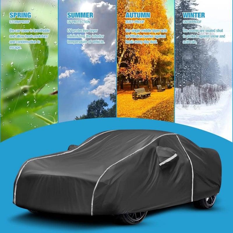 BERKSYDE Waterproof Car Cover Compatible for 1994-2024 Ford Mustang GT/Shelby/Cobra/Bullitt/Ecoboost/LX/Deluxe/Premium All Weather 6 Layers Full Car Cover with Storage Bag - Image 5